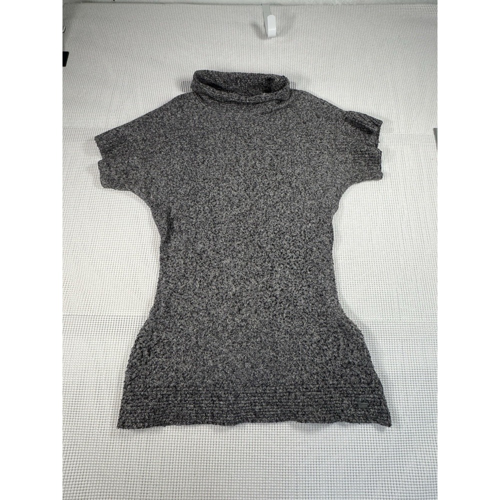 Columbia Womens Small Gray Knit Cowl Neck Sweater Tunic Short Sleeve